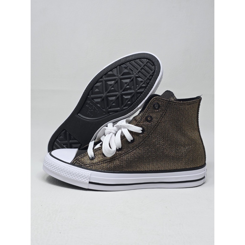 Converse Chuck Taylor Kids Size 4.5 High Top Sneakers Black Gold AO5388F New